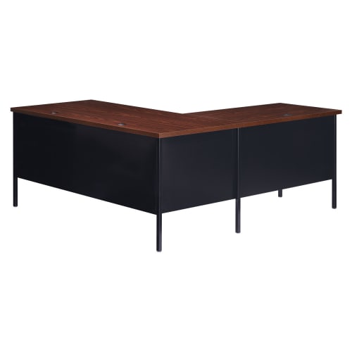 Hirsh Corner Office Desk with Left Hand Return, 66"D x 72"W, Black / Walnut